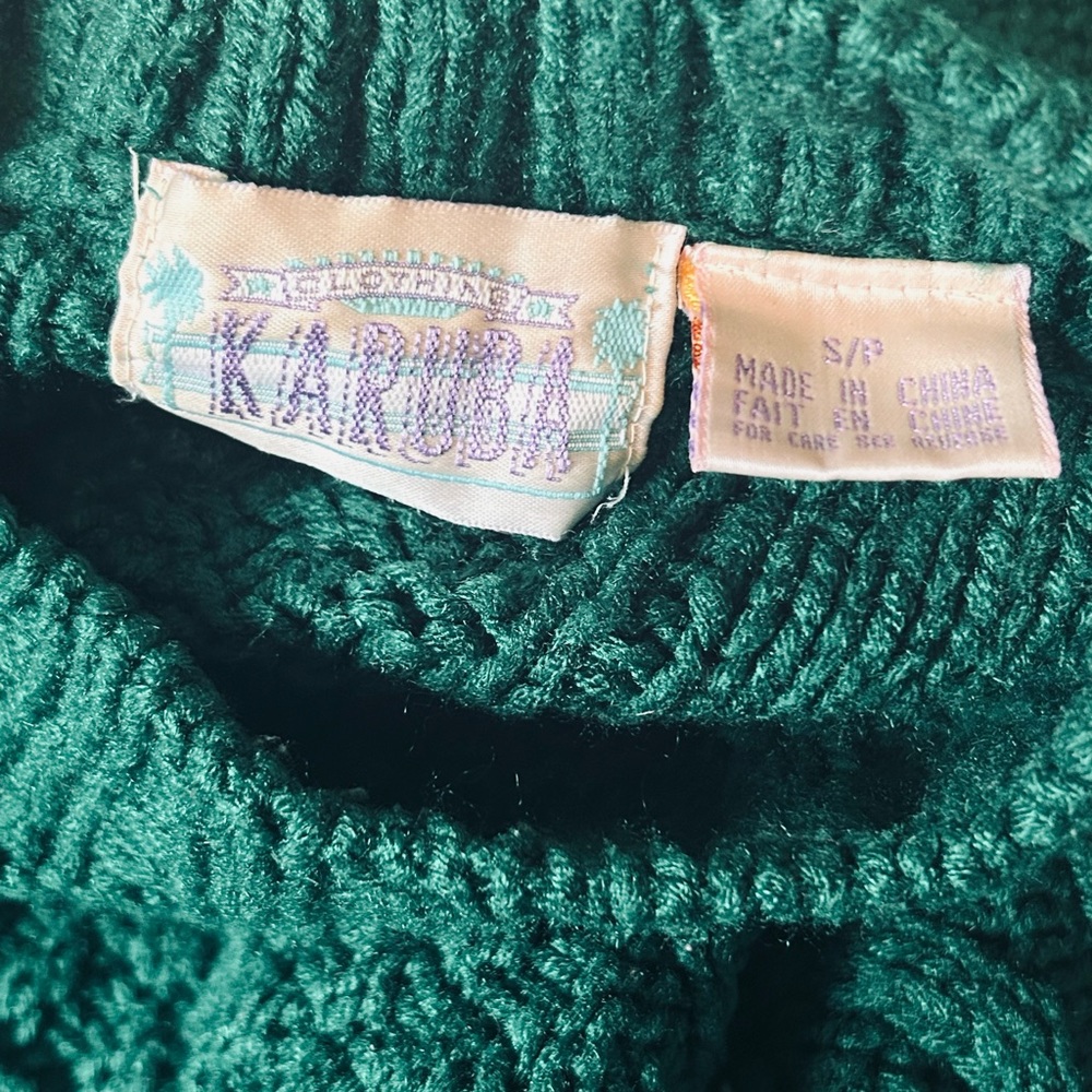 Vintage Karuba Emerald Green Chunky Cable Knit Sweater - Size Small - Picture 4 of 7